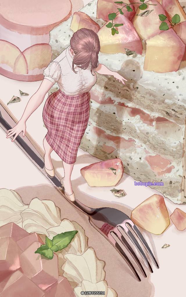 小女孩,缩小娘,蛋糕,身体缩小,食物图片