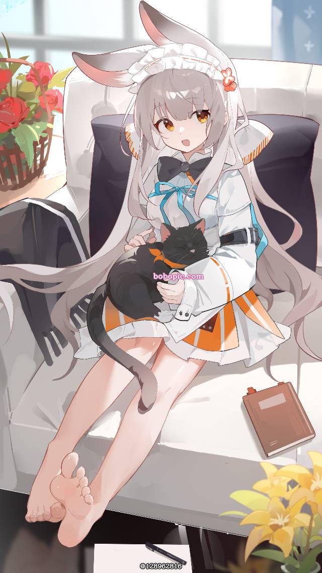 一张明日方舟,兽耳,足控,赤脚绘画图片