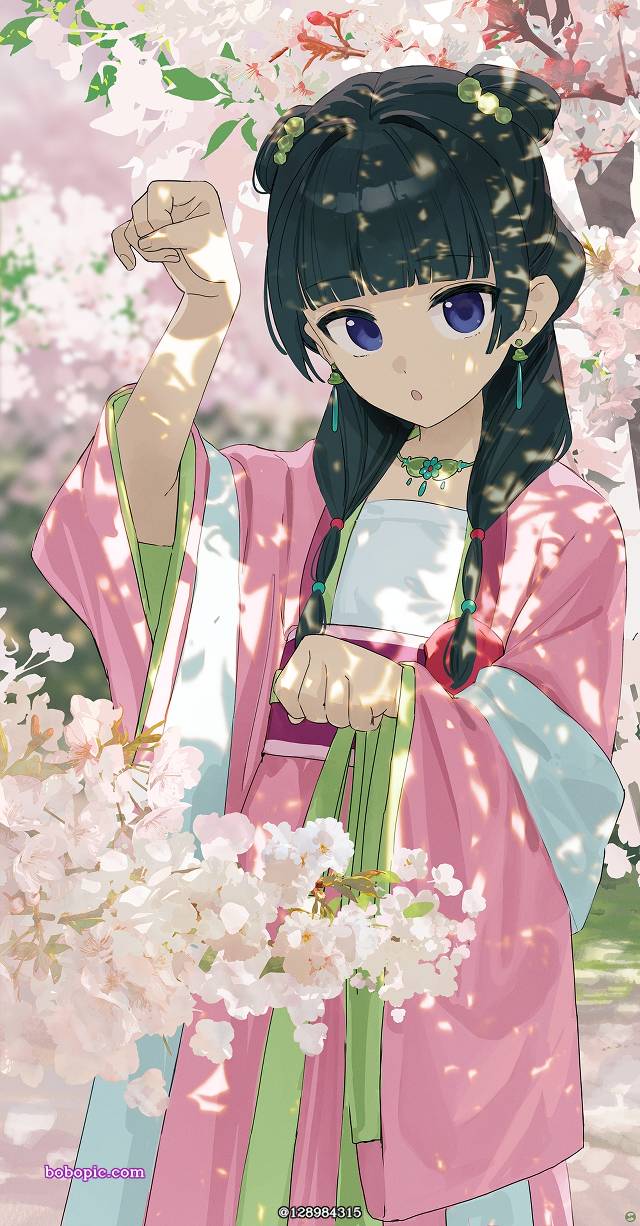 一张阳光透过树木,药屋少女的呢喃,碧眼,绿发,猫猫绘画图片