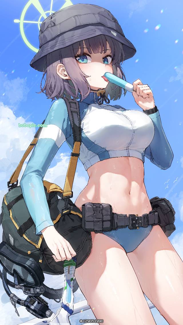 碧蓝档案, 女孩子, 泳装, 空井咲, 魅惑的大腿, large breasts, 腹部, 空井咲（泳装）