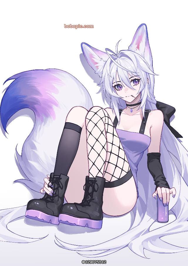 女孩子, fox ears, 白发, 100 Day Challenge