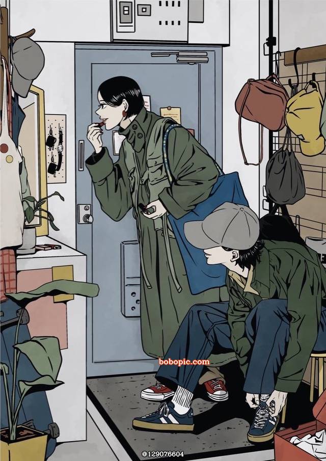 原创, 原创, 插画, 情侣, 房间