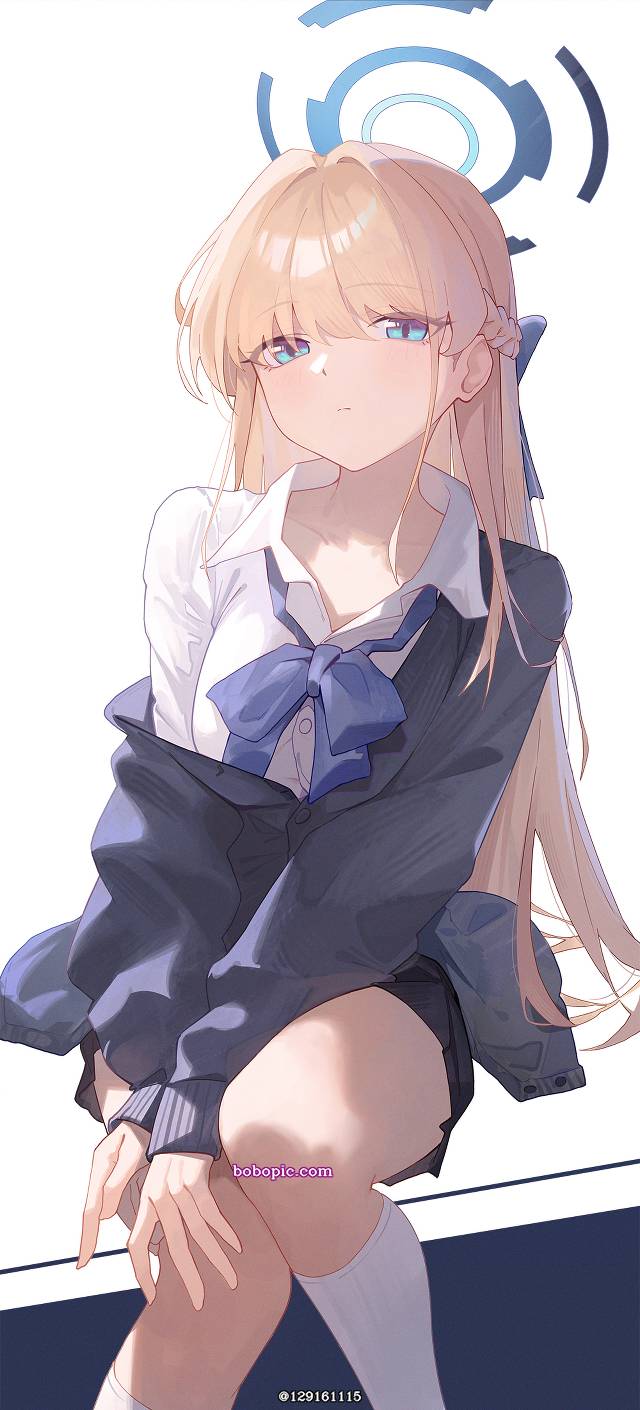 飞鸟马时, uniform, thigh, 碧蓝档案, 脱到一半