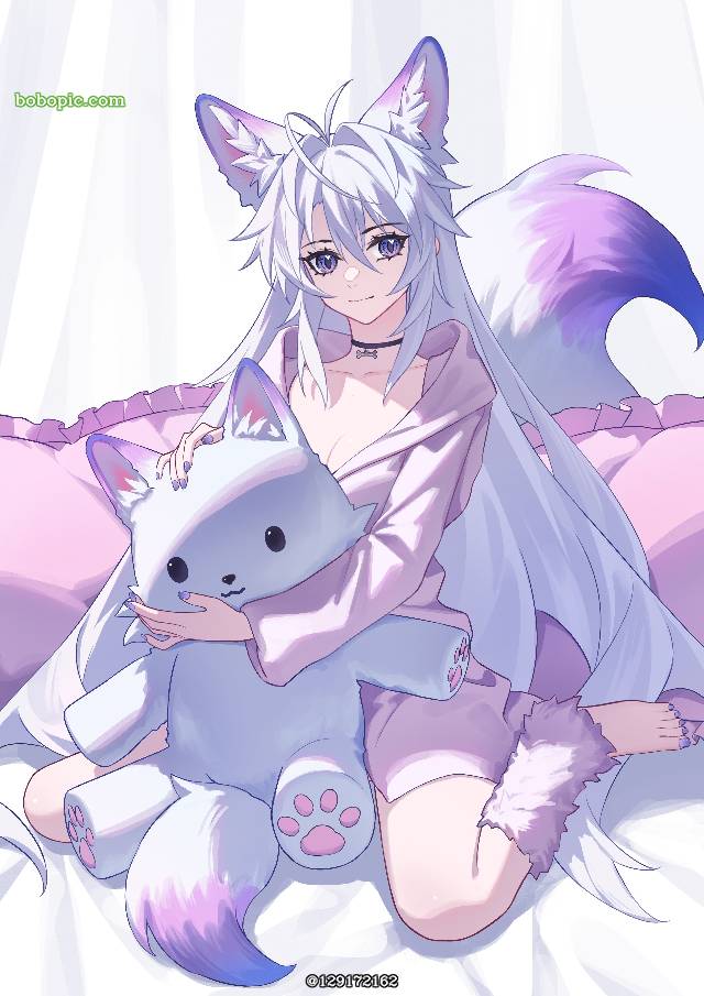 女孩子, fox ears, 白发, 100 Day Challenge