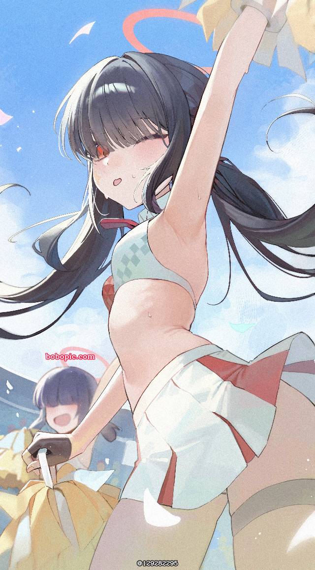 碧蓝档案, 肚脐, 龙套, Justice Realization Committee, armpits, 女孩子, 拉拉队员, sweat