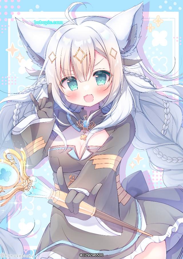 一张兽耳,Hololive,白上吹雪,白上吹雪同人,魔法少女绘画图片