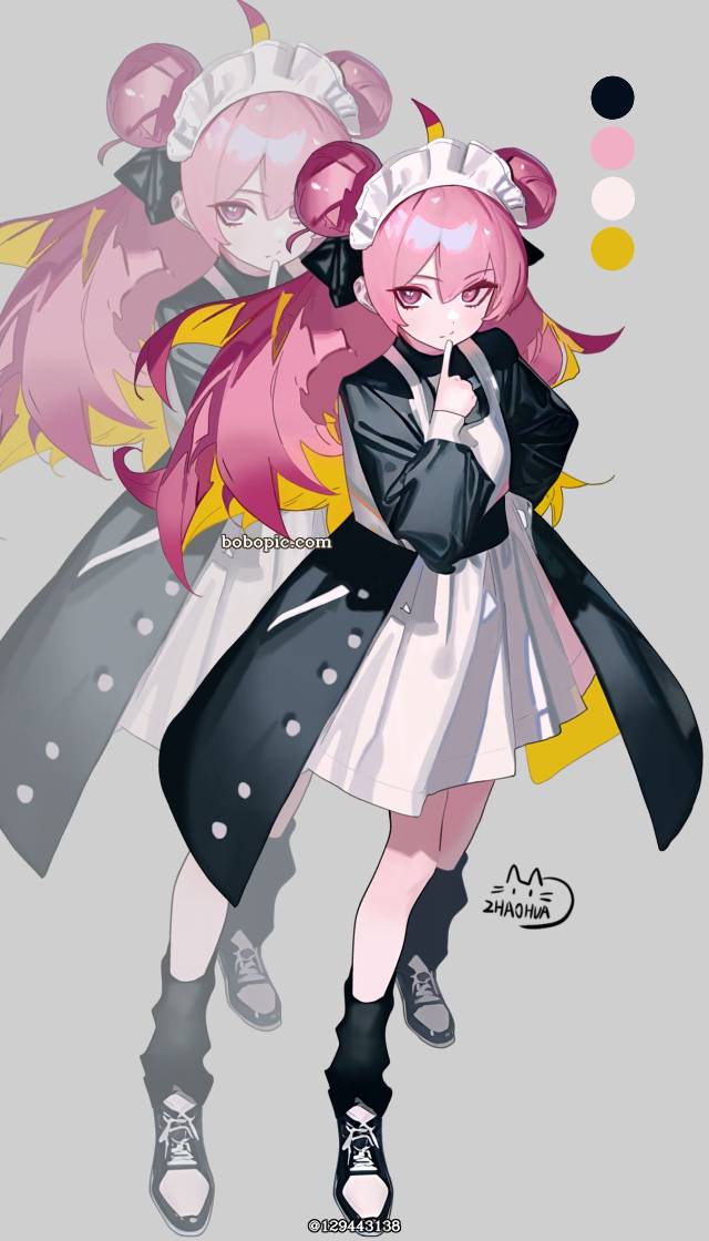 一张立绘,少女,小女孩,粉色绘画图片