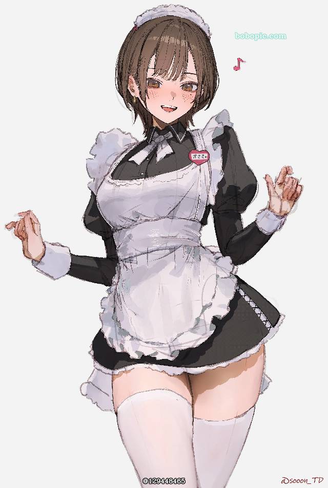 女仆装, 女孩子, Wolf cut, 原创1000users加入书籤, 茶发