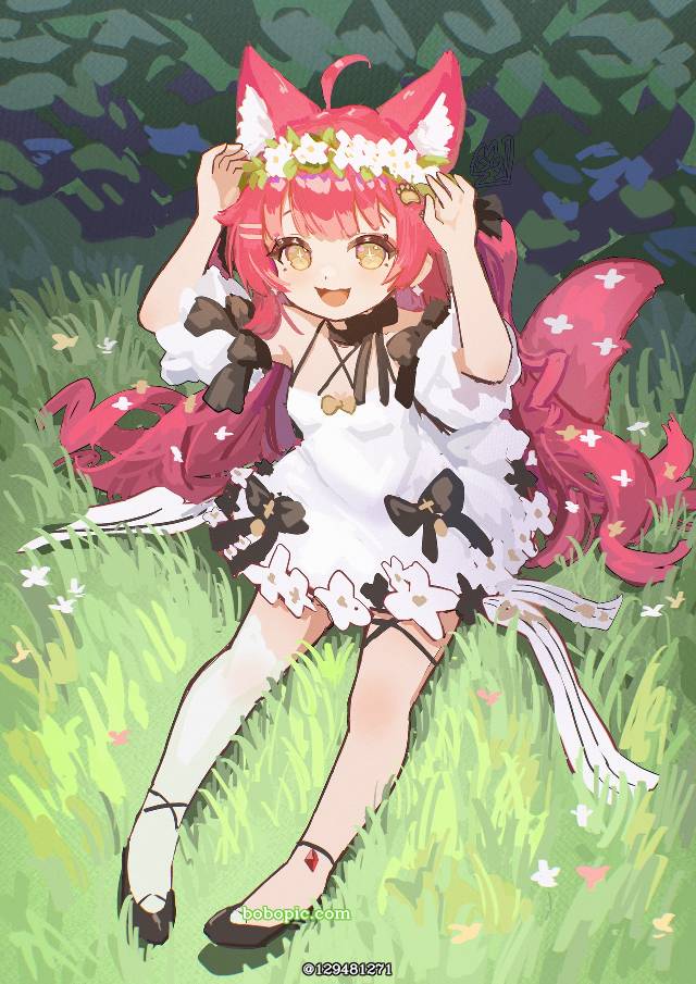 女孩子, cute, red hair, 兽耳, fox ears, 狐狸, foxgirl
