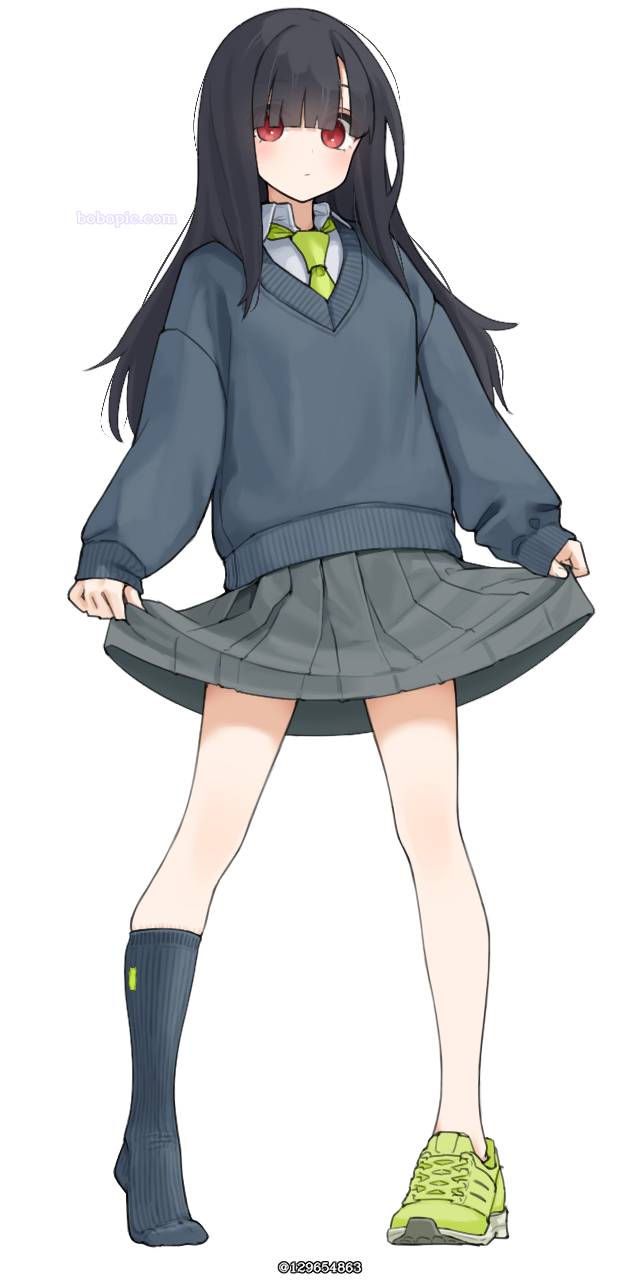 女高中生, shoes without stockings, rib socks, sneakers, uniform, 大腿, 原创1000users加入书籤