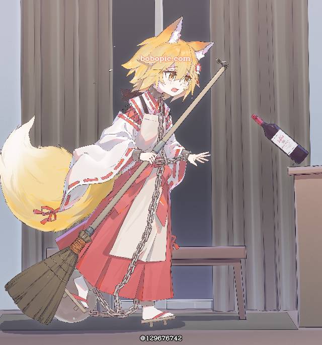 foxgirl, 束缚, 手铐, 脚镣, 仙狐小姐, 贤惠仙狐小姐