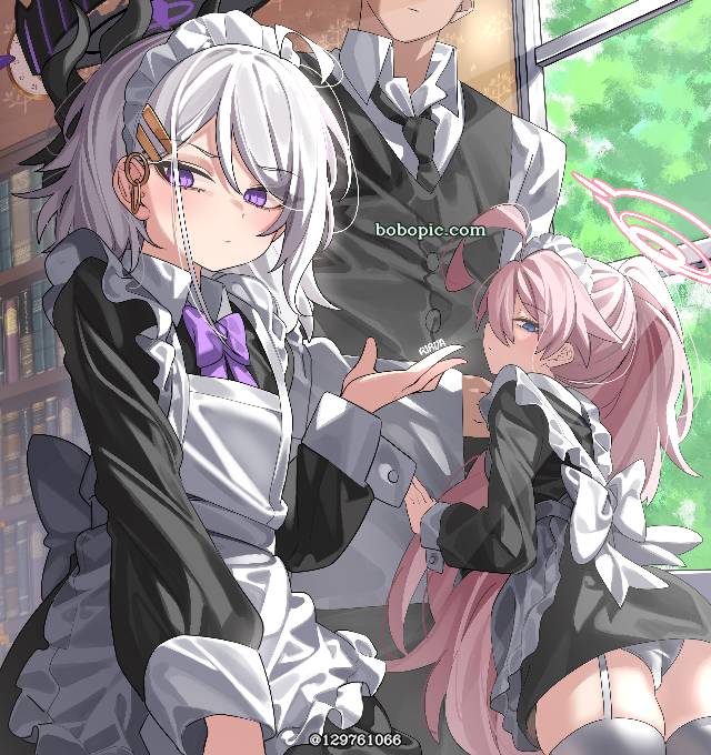 碧蓝档案, Sorasaki Hina, Takanashi Hoshino, 女仆装, 胖次