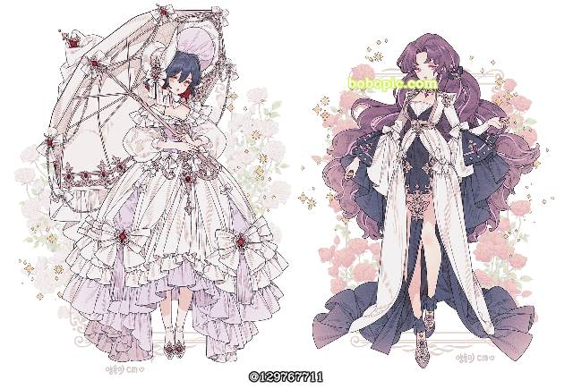 young girl, 原创, 插画, 裙子, 女孩子, Rococo