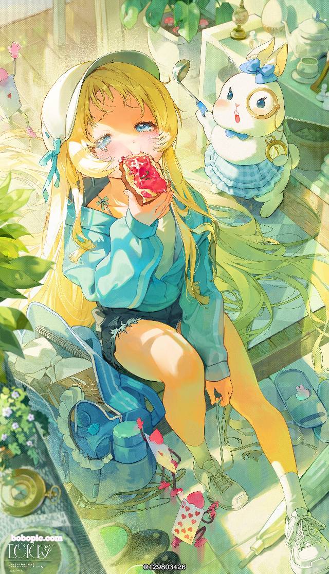 原创, 女孩子, 插画, 原创, 我家孩子, 金发, 原创100收藏, 热裤