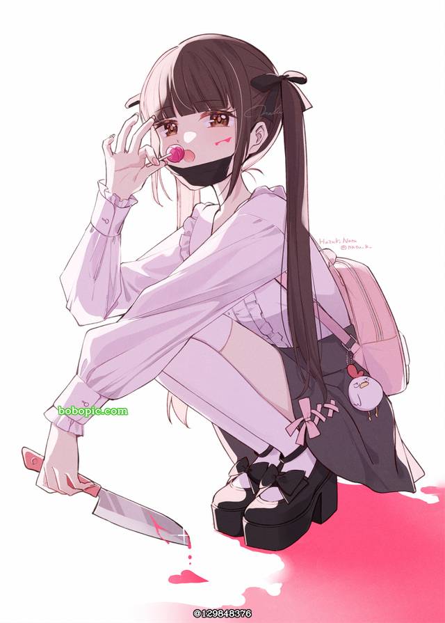 女孩子, 原创, 蹲, 双马尾