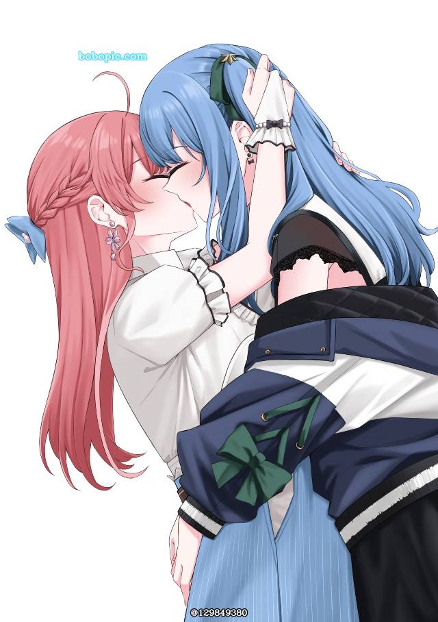 Suisei Hoshimachi, 樱巫女, yuri, Hololive, lesbian kiss, Virtual Youtuber 100+ bookmarks