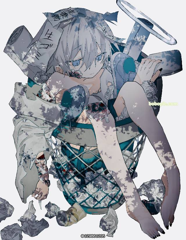 原创, 原创, 原创, 创作男子, 男孩子, guy, 正太, 白发, angel, 垃圾箱