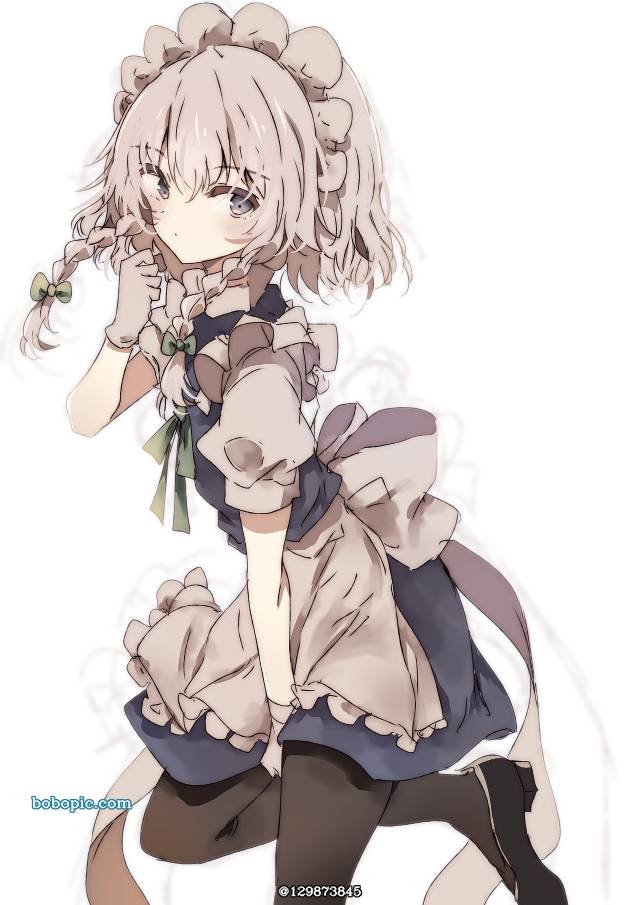 东方Project, 东方, sakuya izayoi, sakuya, 东方红魔乡, 女仆, 女仆装, 黑裤袜, 银发