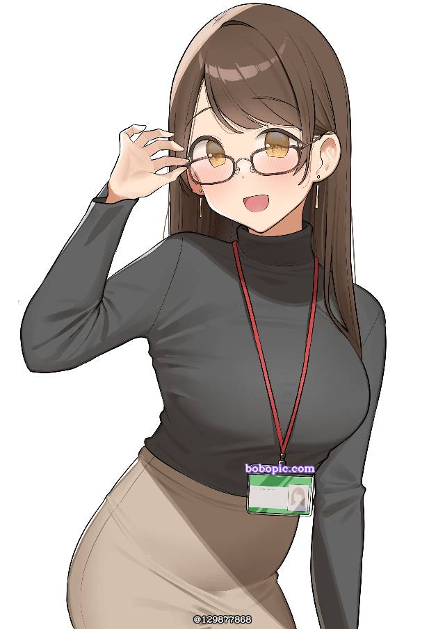女孩子, 原创, Employee ID, large breasts, knitwear, 眼镜, 显性巨乳, 包臀裙