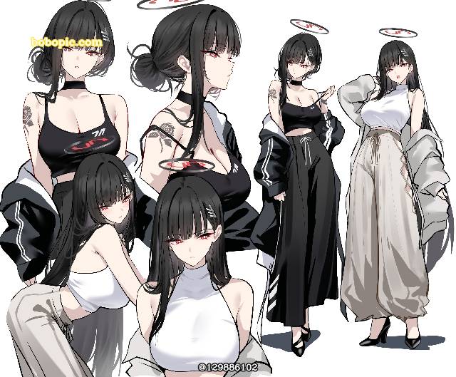 碧蓝档案, 调月莉音, 交换服装, camisole, turtleneck, 刺青, high-waisted skirt, 长裙