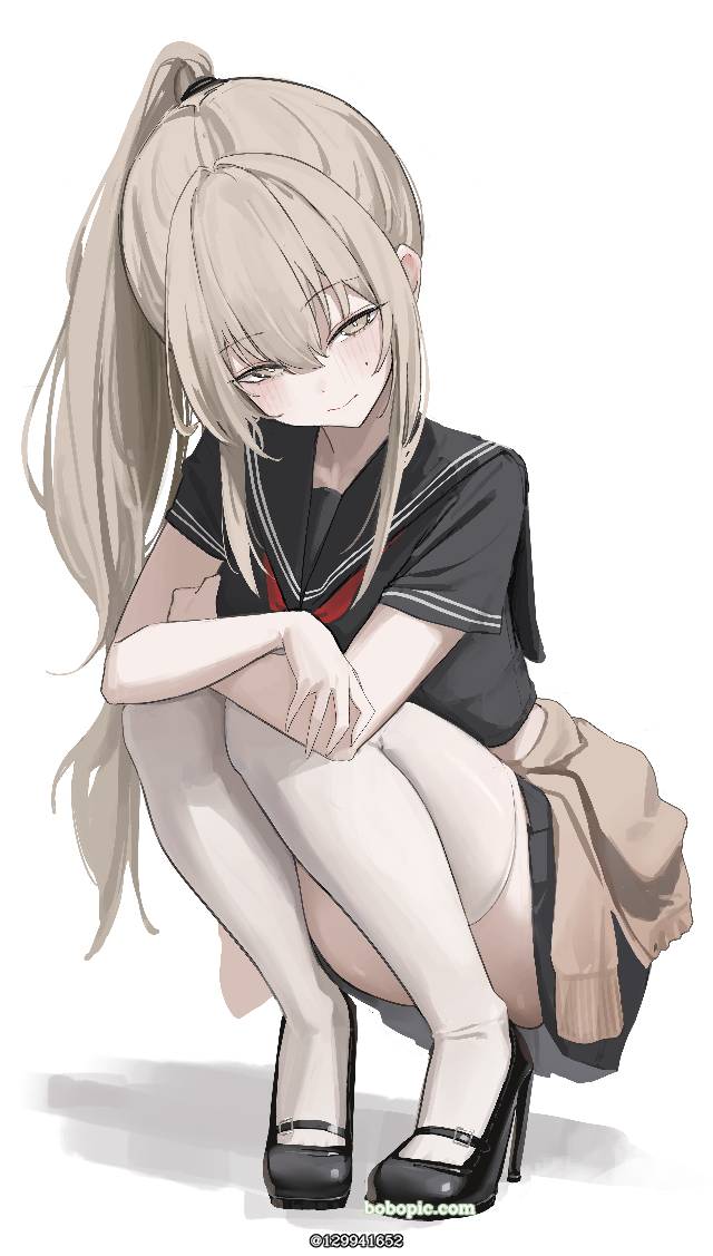 女孩子, 马尾, 金发, 水手服
