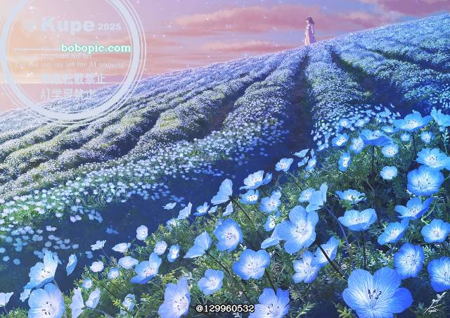 原创, 风景, nemophila, 女孩子, 原创, background