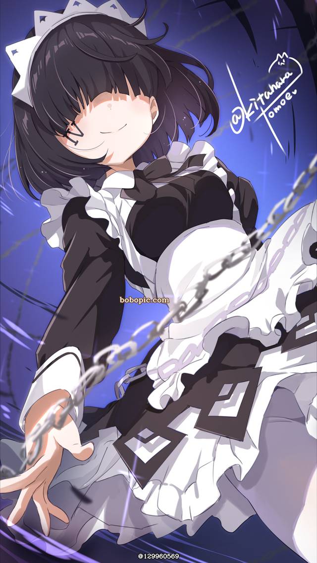 原创, 女仆, bob cut, chain, frills, 刘海遮眼, 白裤袜, 围裙