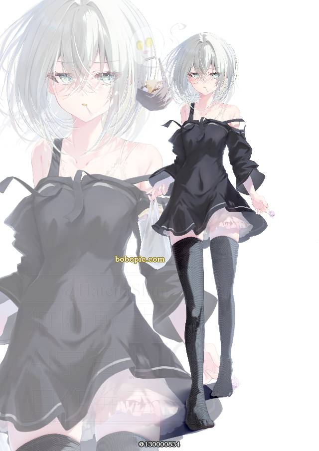 原创, 白发, 原创, 魅惑的大腿, 女孩子, young girl, 插画