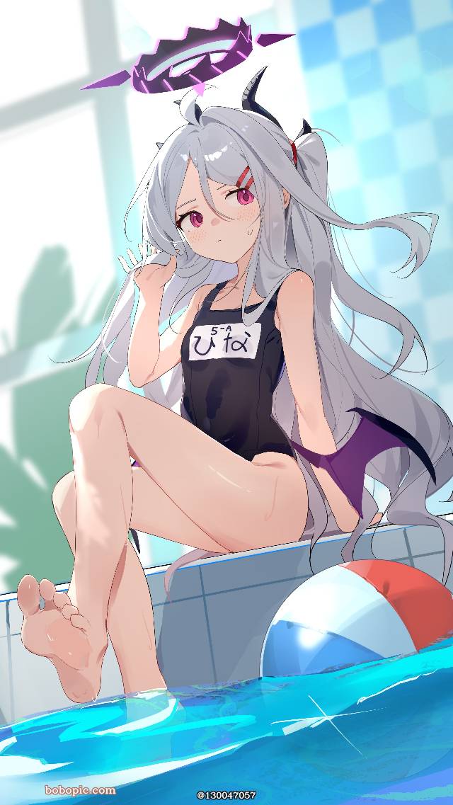 泳装, 赤脚, 碧蓝档案, 请不要给二次创作作品加上原创标签