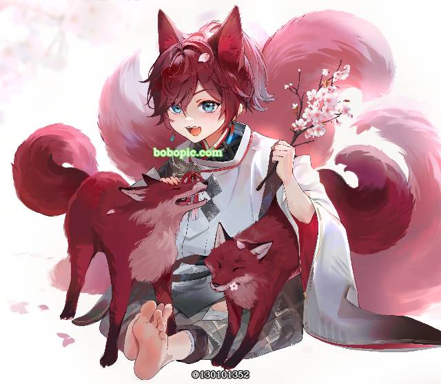 Lauren Iroas, young boy, 男孩子, Children's Day, 彩虹社, 赤脚, fox ears