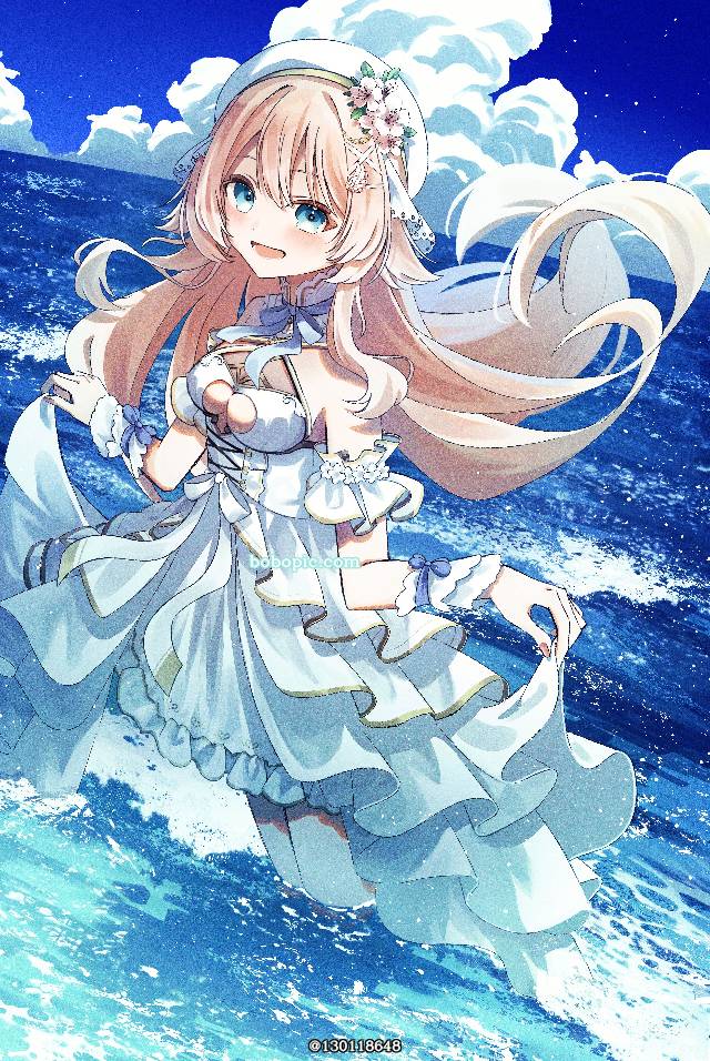 一张海,小女孩绘画图片
