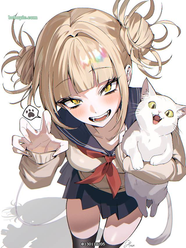 女孩子, young girl, 我英, Himiko Toga, 我的英雄学院, 渡我被身子, 水手服, cat