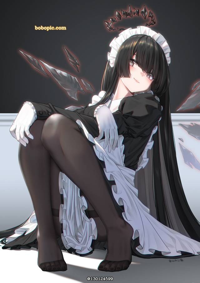 明日方舟, Arknights, 塑心（明日方舟）, Artulo, 女仆, 赤脚, 脚指, 黑裤袜, 着袜足底