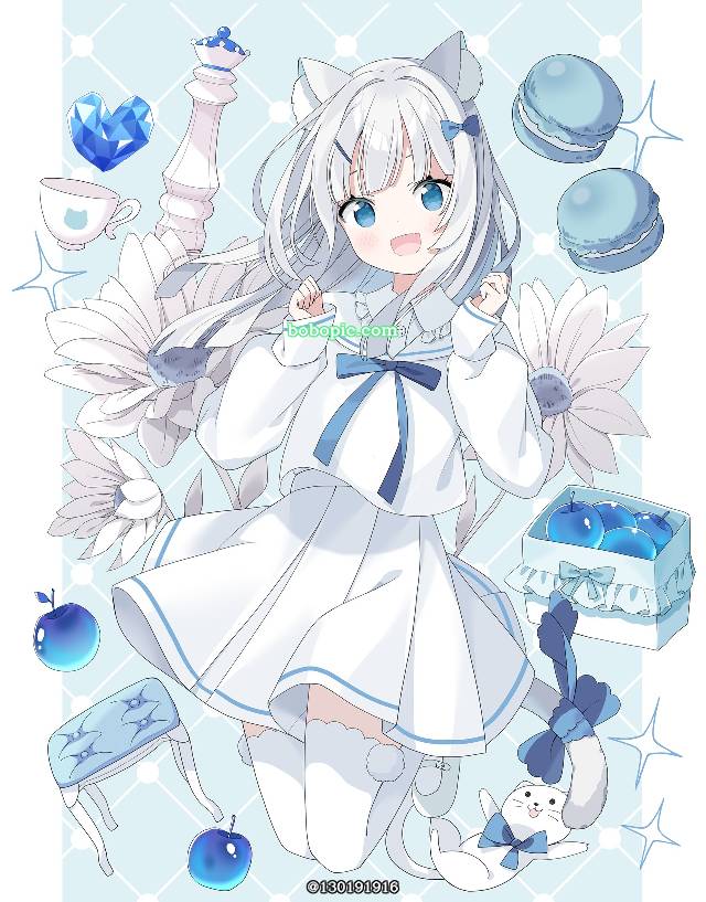 原创, cat ears, 兽耳, uniform, tail with ribbon