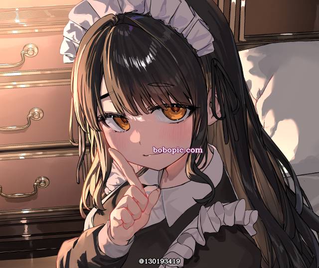 女孩子, 黑发, 女仆, 黑长直, 原创