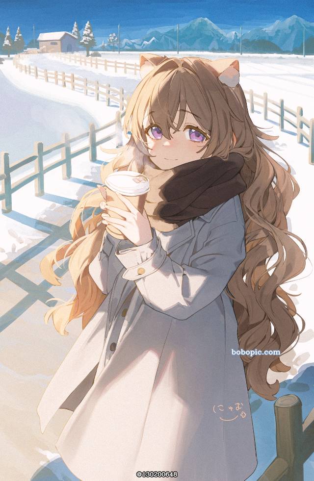 原创, 女孩子, 我家孩子, 兽耳, winter clothes, snowfield, 围巾, 原创1000users加入书籤