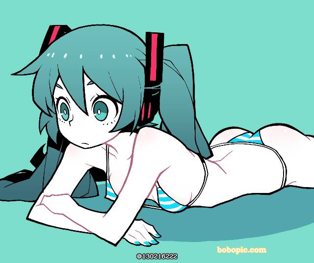 young girl, vocaloid, 初音未来, 条纹内裤, 胖次