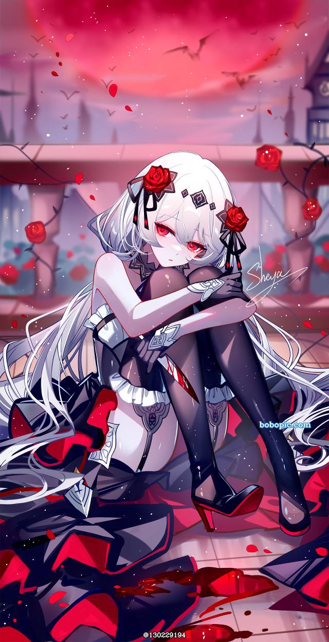 崩坏3rd, 崩坏3, 吸血鬼, 白发, red eyes, Honkai Impact 3, 德丽莎·阿波卡利斯