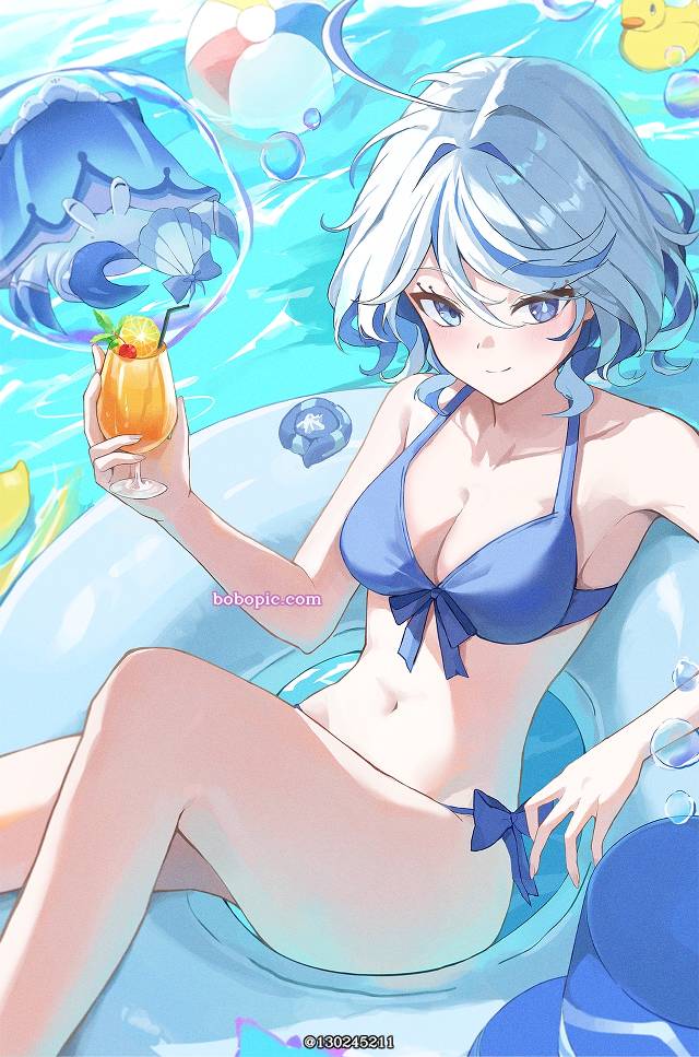 Genshin Impact, 芙宁娜（原神）, 泳装, 女孩子, 比基尼, Fenina, beach ball