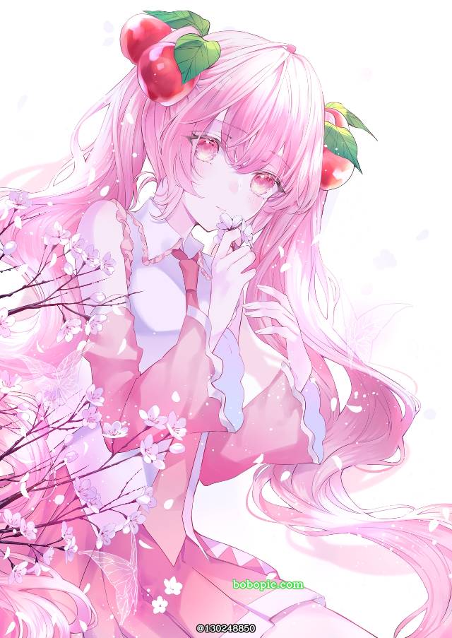 樱未来, 初音未来, 粉色头发, 花和女孩子