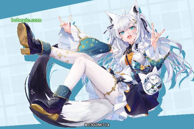 白上吹雪, Hololive, 虚拟主播, 白上吹雪同人, 腿, stocking, 裙子