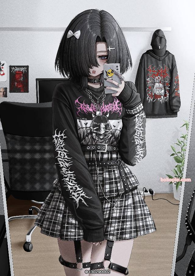 原创, 女孩子, gothic, 项圈, 泪痣