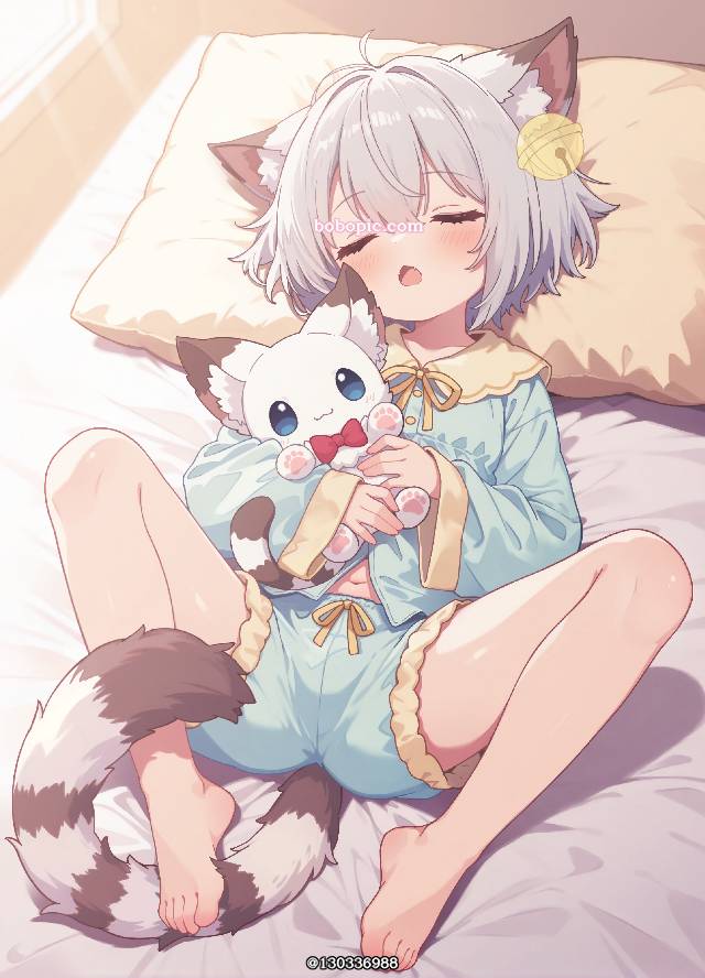 商业绘图, 兽耳, 赤脚, 肚脐, 白发, 伪娘, 正太, 男孩子