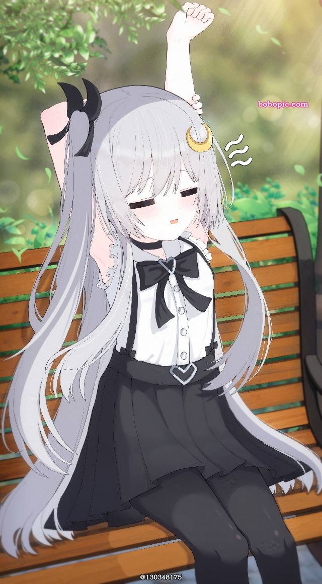 young girl, request, 白发, 黑裤袜