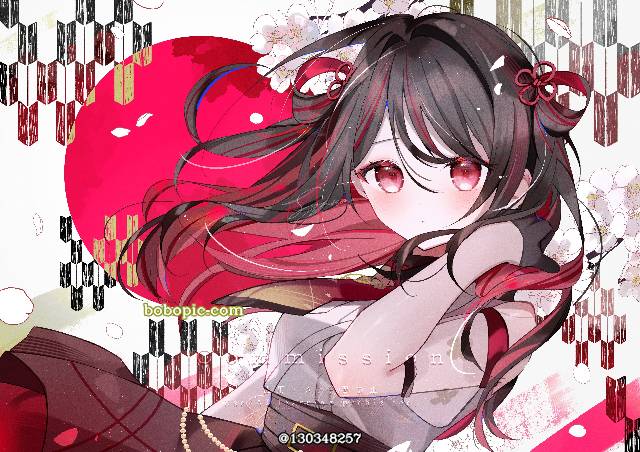 一张Skeb,赤,商业绘图绘画图片