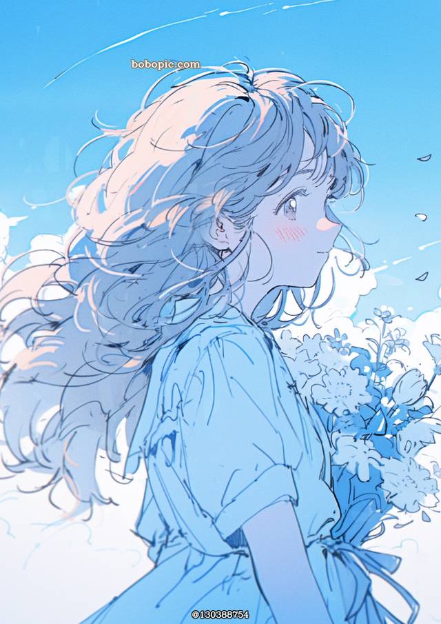 插画, 原创, flower, 蓝天, sky