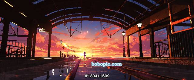 女孩子, reflection pool, young girl, scenery, background, 风景, 车站