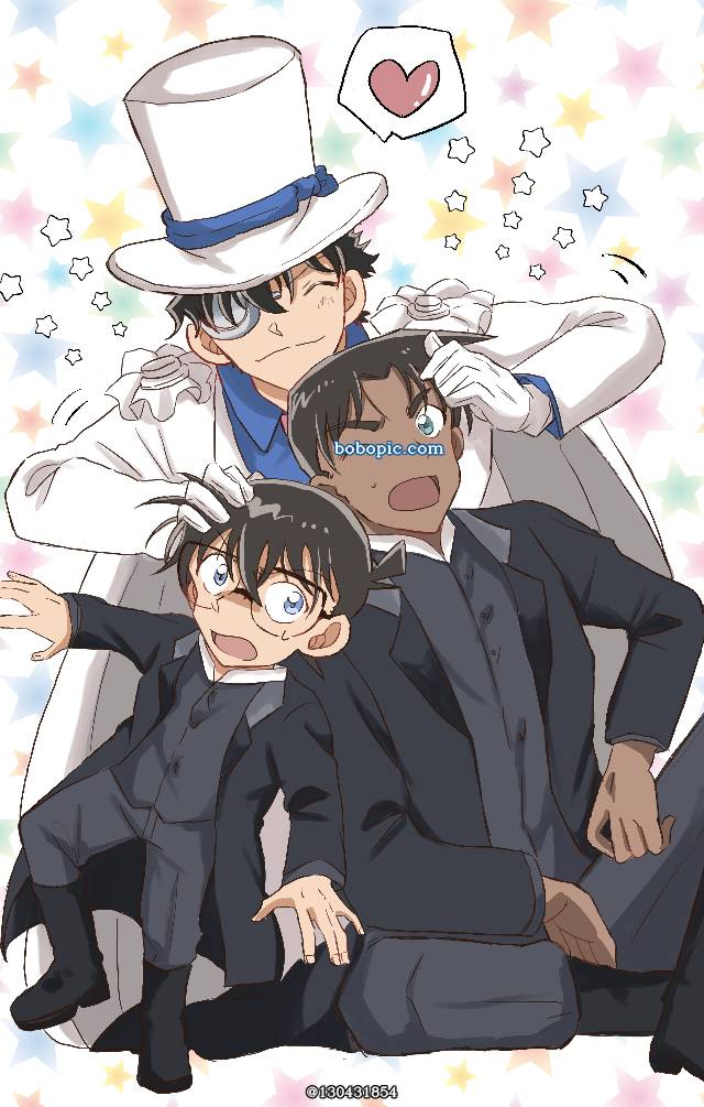 名侦探柯南, 江户川柯南, haibara ai, hattori heiji, 远山和叶, Kaitou Kid