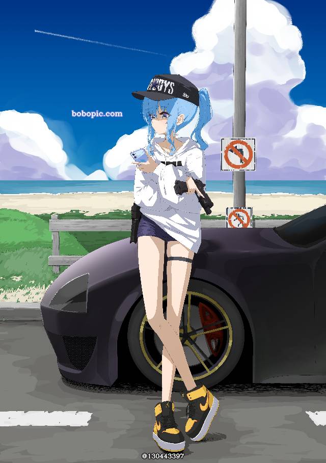 虚拟主播, 女孩子, Hololive, Suisei Hoshimachi, 热裤, Hoshimachi Suisei fanart, Virtual Youtuber 100+ bookmarks