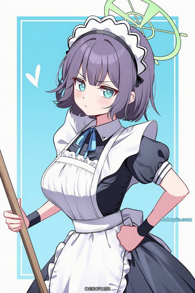 碧蓝档案, 空井咲, 女仆装, AI 画作